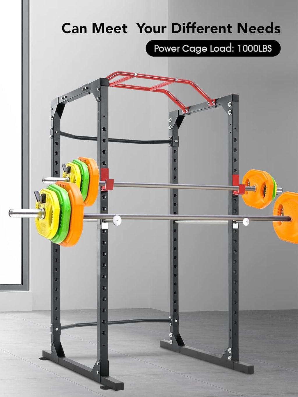 Power Cage Squat Rack with J-Hooks Heavy Duty 1000 lbs Capacity Q549