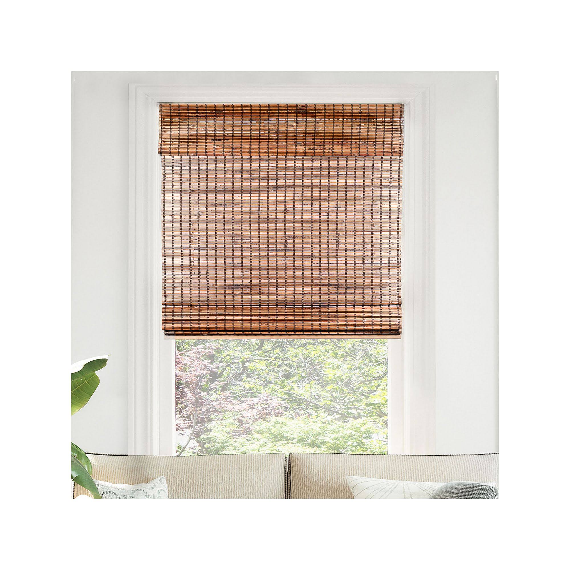 Cordless Bamboo Roman Shades, 29 inch x 64 inch, Brown T90131
