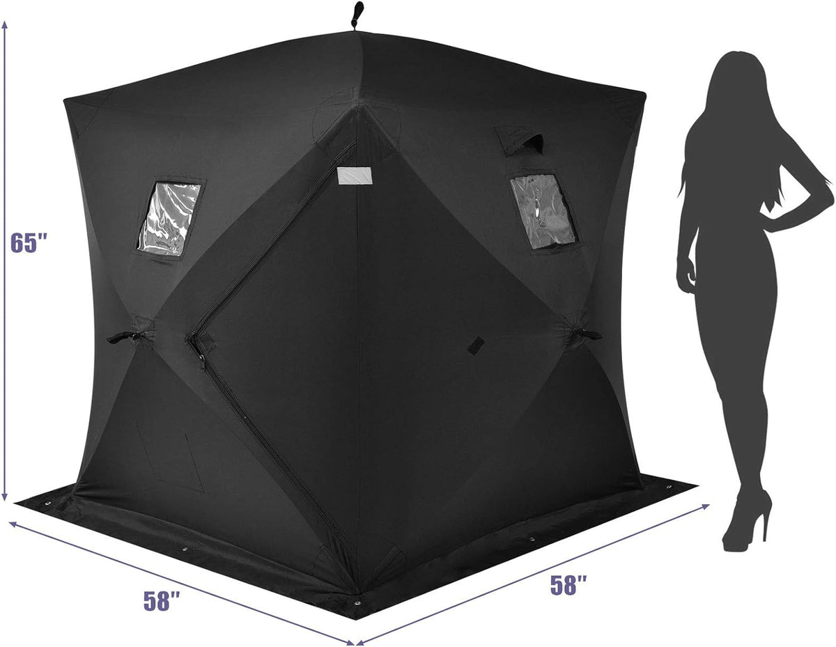 Pop-up Waterproof 2-Person Ice Fishing Tent with Carry Bag F4607