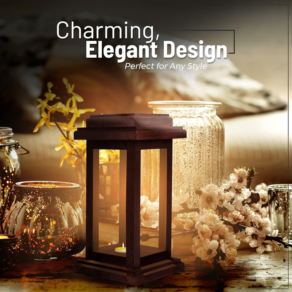 Rustic Decorative Wooden Lantern Set of 2 G616166
