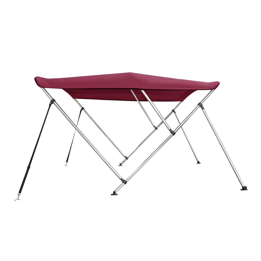 Burgundy 3 Bow Bimini Top Boat Cover 46" High 79"-84" Wide 6' L with Rear Poles J80014