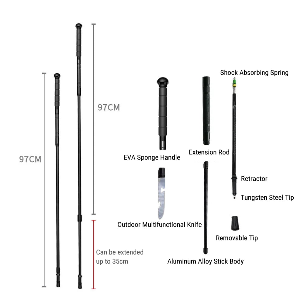 Telescopic Trekking Poles Collapsible Walking Stick Aluminum Alloy Z6519