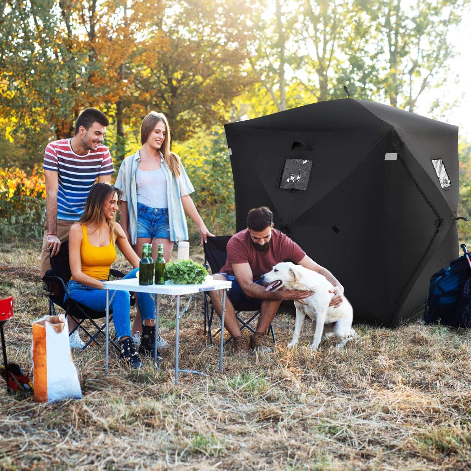 Pop-up Waterproof 2-Person Ice Fishing Tent with Carry Bag F4607