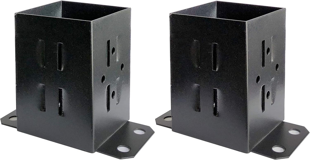 4 Pack Black Steel Fence Post Base Brackets for 4x4 Wood Z714