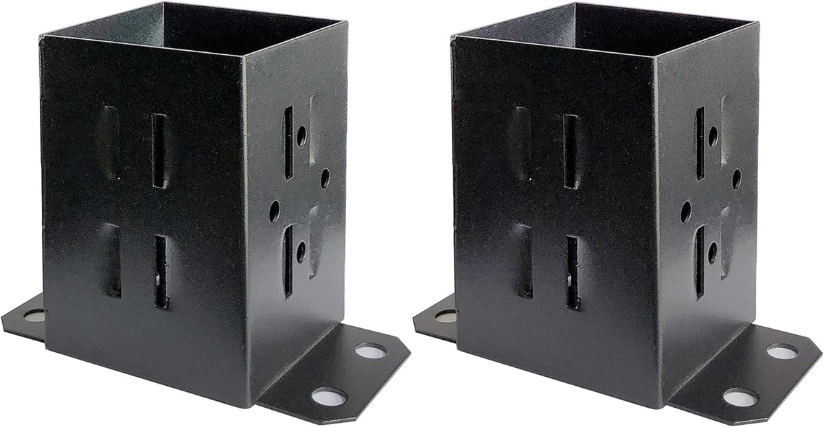 4 Pack Black Steel Fence Post Base Brackets for 4x4 Wood Z714