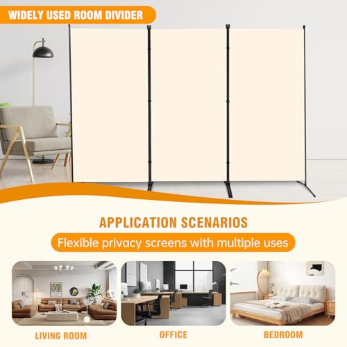 Grey 3 Panel Folding Room Divider Screen with Metal Frame Q13479
