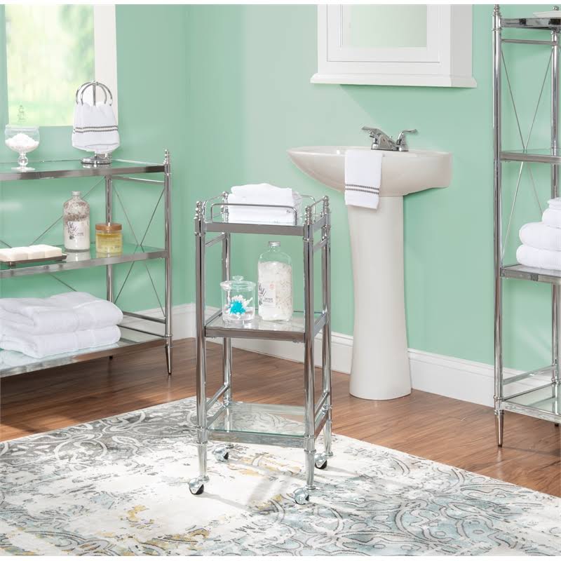 Metal and Glass Cart in Chrome R4344