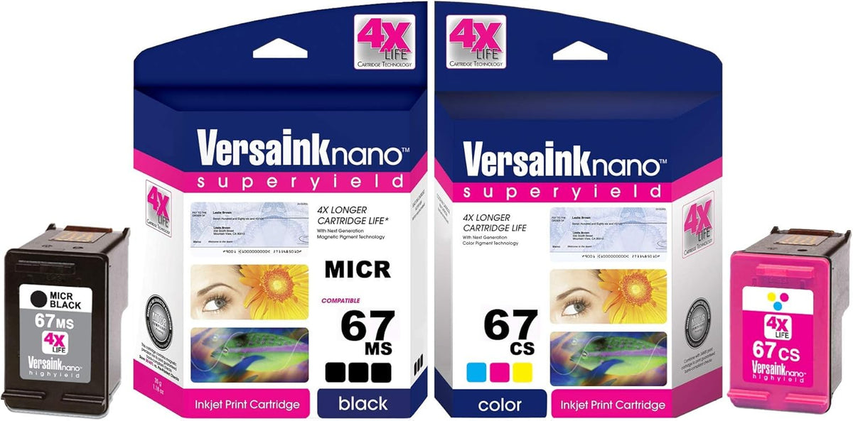 HP 67 MS MICR Black Ink Cartridge and 67 CS Tri-Color Ink Cartridge Pack N364812