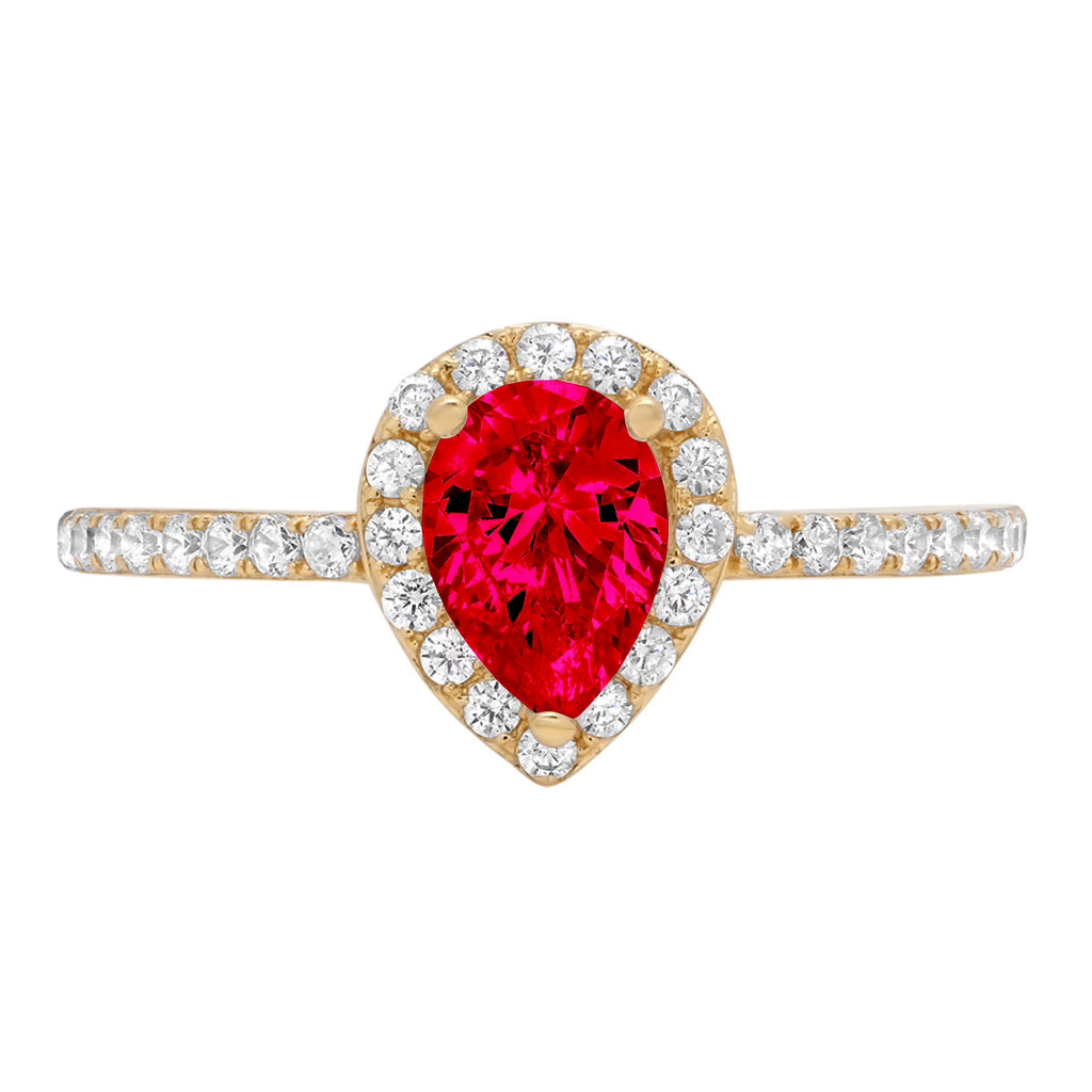 Pear Cut Pink Simulated Tourmaline 18k Yellow Gold Halo Ring Size 3.5 O11474