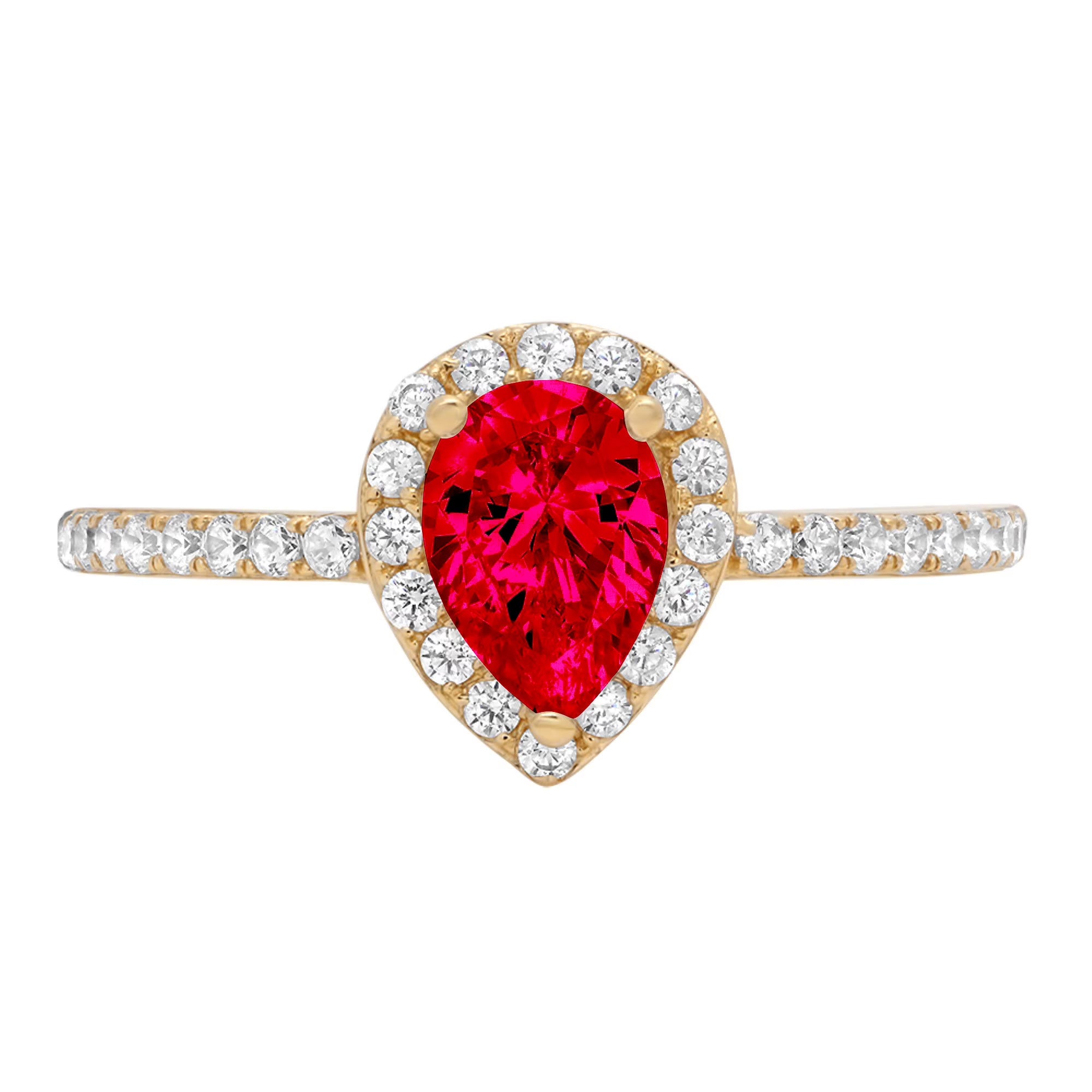 Pear Cut Pink Simulated Tourmaline 18k Yellow Gold Halo Ring Size 3.5 O11474