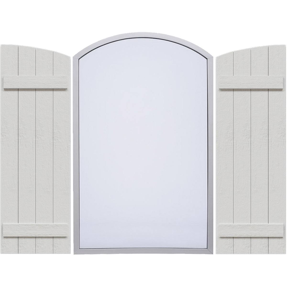 Rustic Faux Wood Shutters with Elliptical Arch Top M7734