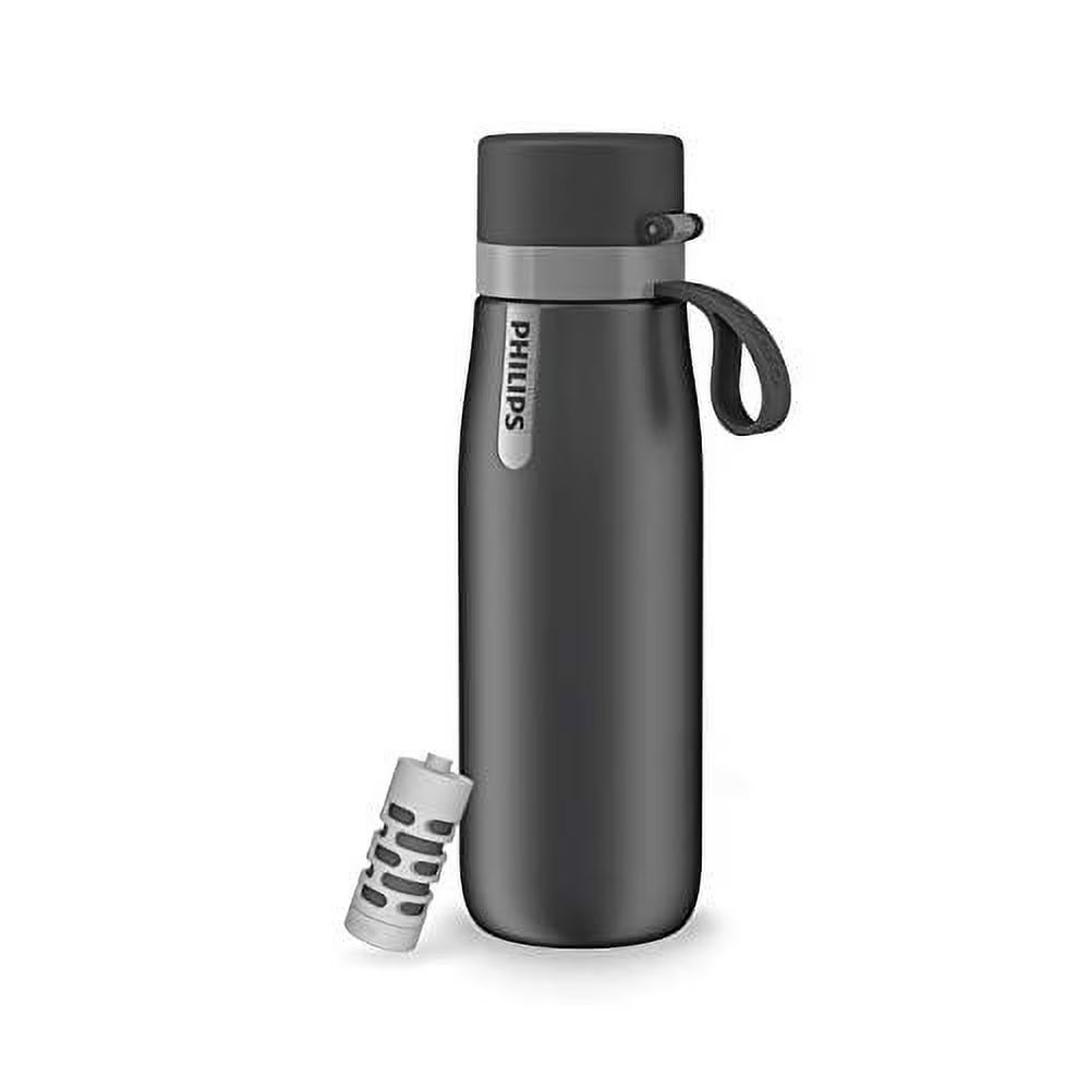 Insulated Stainless-Steel Water Bottle With Filter, 18.6 Oz, Gray T486