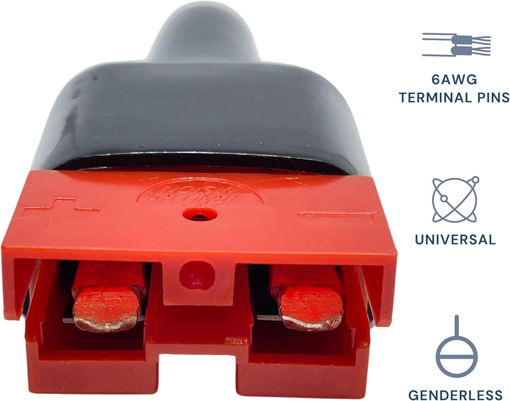 50A Anderson Connector with Dust Cable Sheath Cover, Red 6 pcs T53550