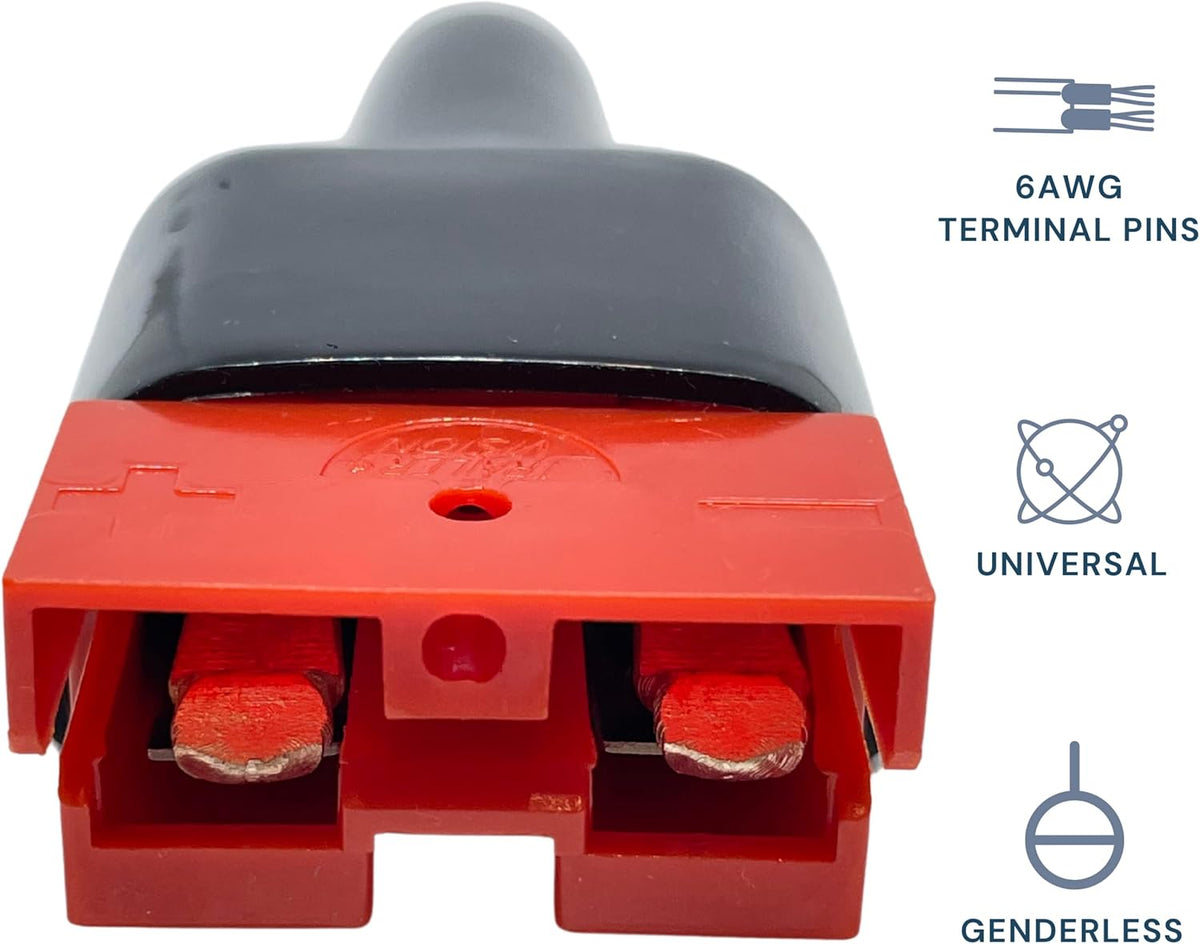 50A Anderson Connector with Dust Cable Sheath Cover, Red 6 pcs T53550