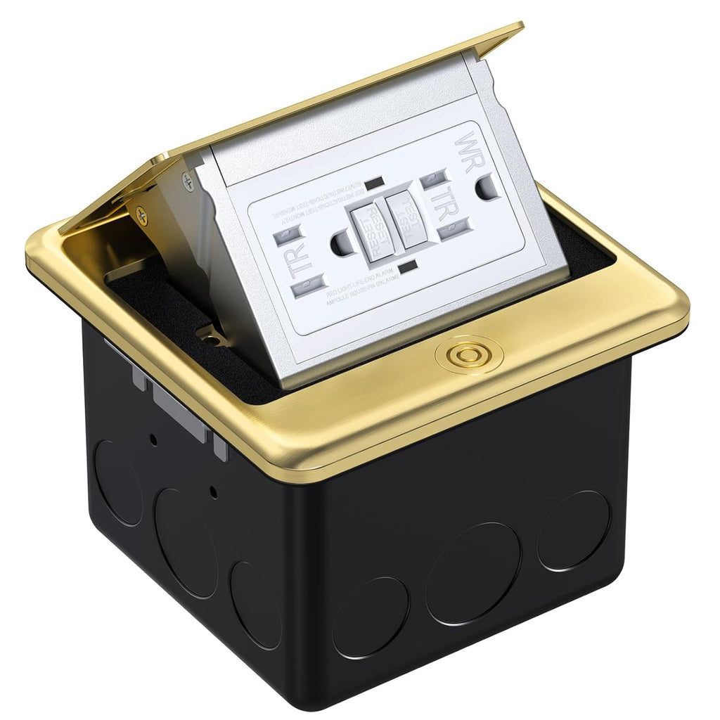 Brushed Nickel Pop Up Floor Outlet Covers Box with 20 Amp Stainless Steel GFCI Tamper Resistant Receptacle Outlet, Pack of 2 Z710