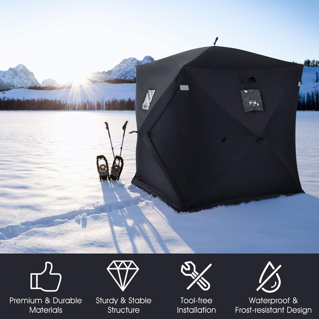 Pop-up Waterproof 2-Person Ice Fishing Tent with Carry Bag F4607