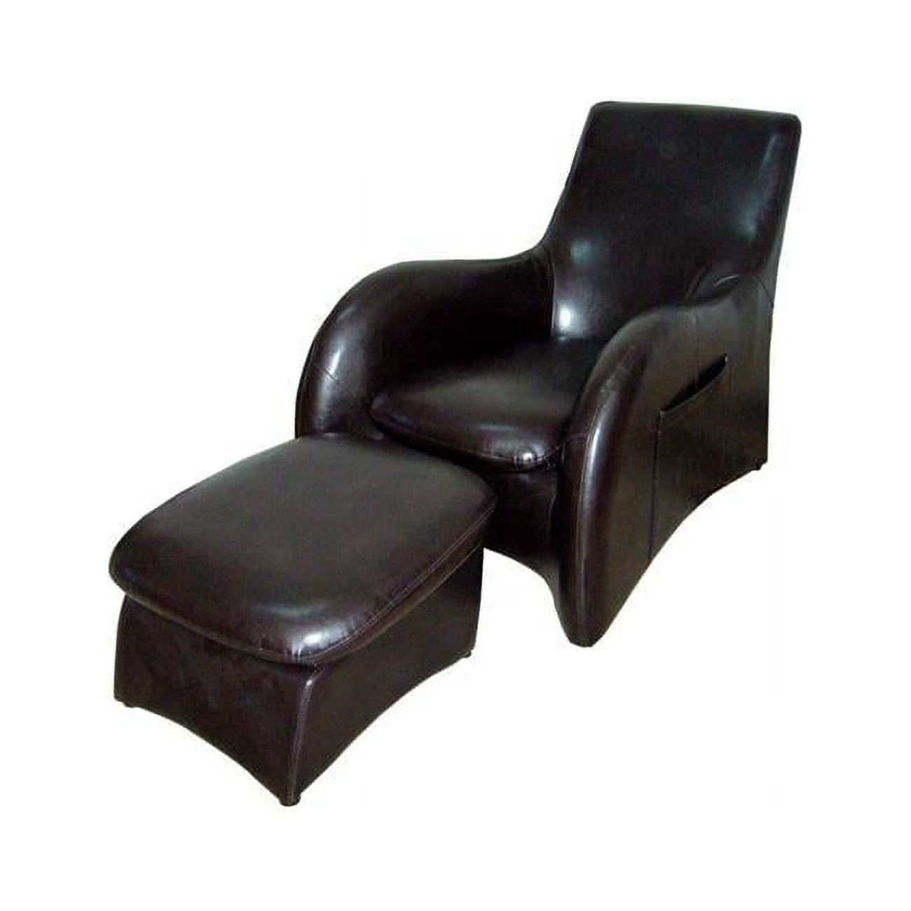 Brown Leather Armchair with Ottoman Q5825