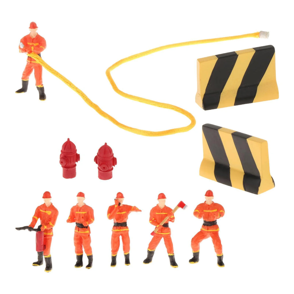 Miniature Firefighter Figures 1:50 Scale Model Train People Diorama Character X16754