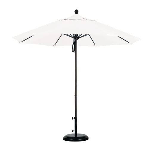 9& Fiberglass Market Umbrella Push Open Bronze/Olefin/White H603841