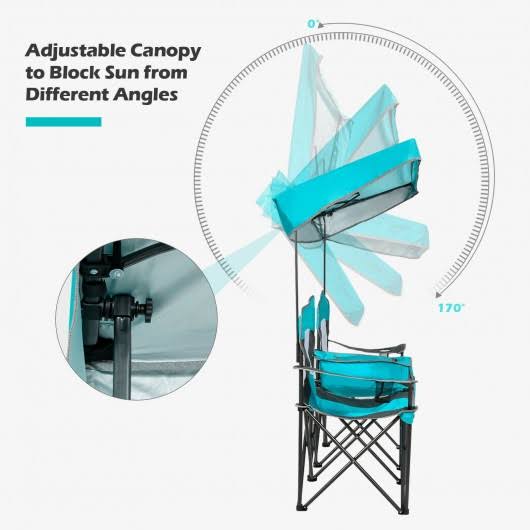 Turquoise Folding Camping Chair with Cup Holder R5774