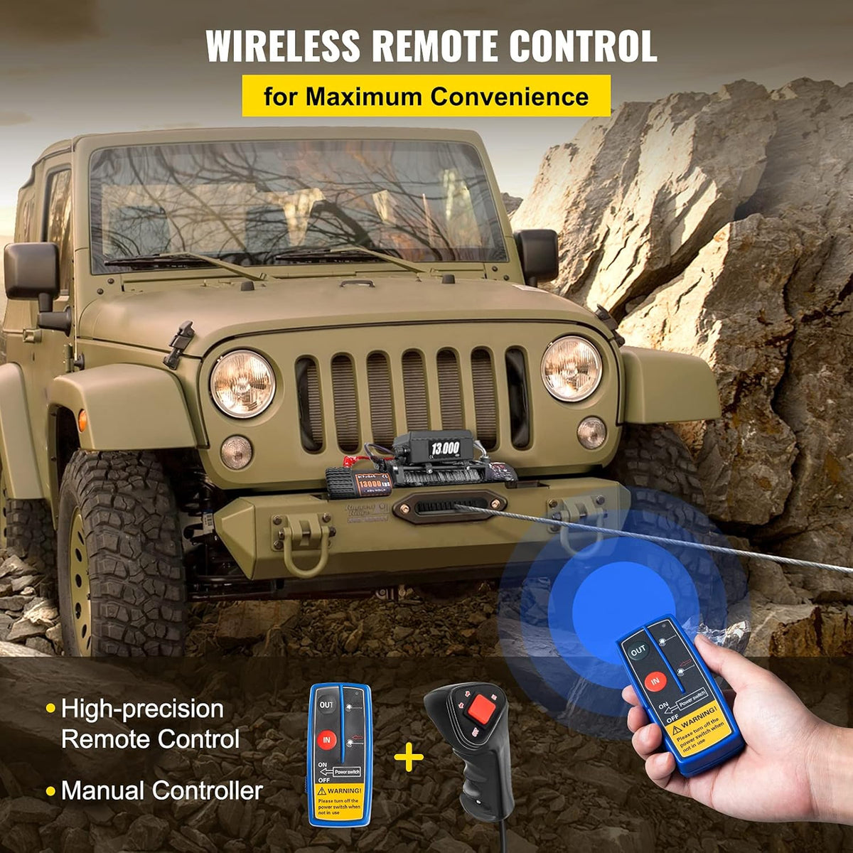 13000lb 12V Electric Winch with Wireless Remote Control W704