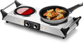 Silver Electric Double Burner Hot Plate with Handles R771806