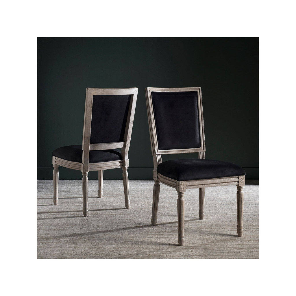 Set of 2 Black Velvet Side Chair Y716