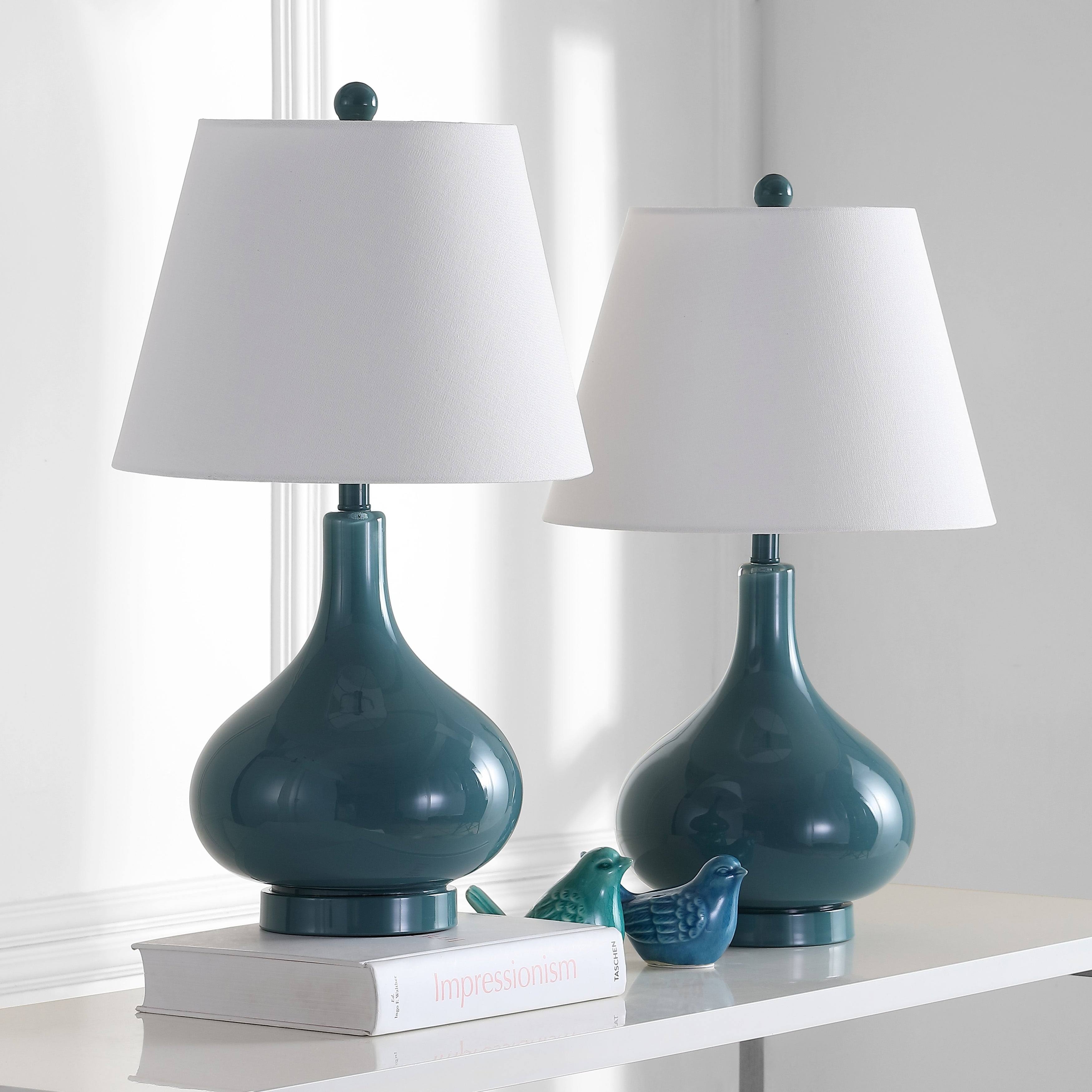 Marine Blue Glass Lamp Set of 2 W303