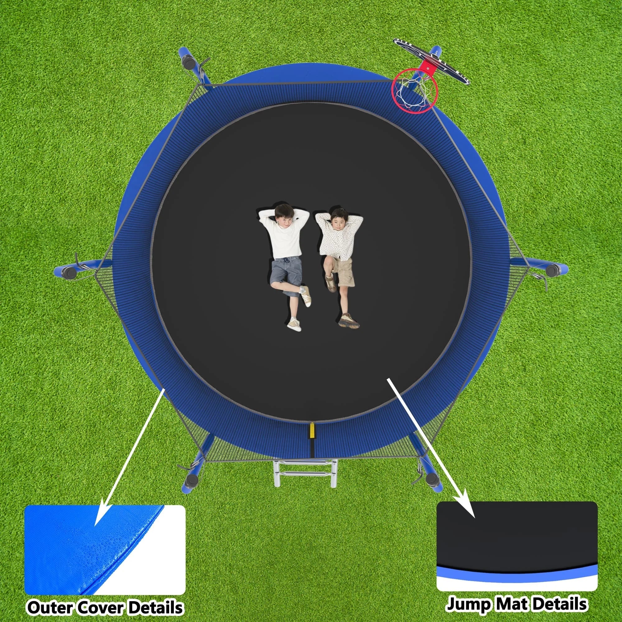 10FT Trampoline with Basketball Hoop and Enclosure Net P254287