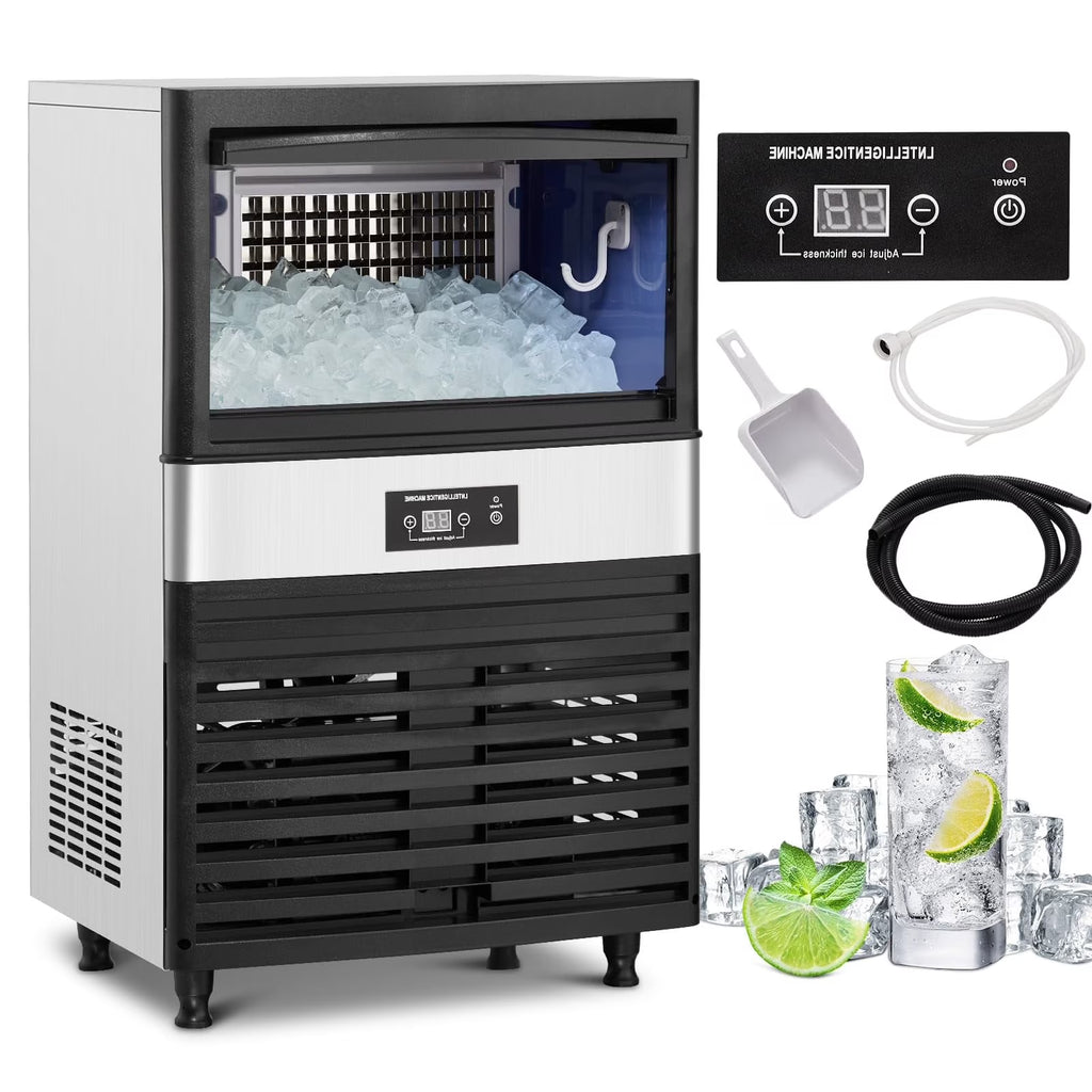 Commercial Ice Maker Machine, Under Counter, 110lbs in 24Hrs, 33lbs Storage Capacity L98969
