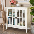 White Finished Wood and Glass Kitchen Storage Cabinet X5734