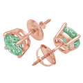 0.5 ct Solitaire Studs Green Simulated Diamond Solid 18K Rose Gold Earrings Screw back K792