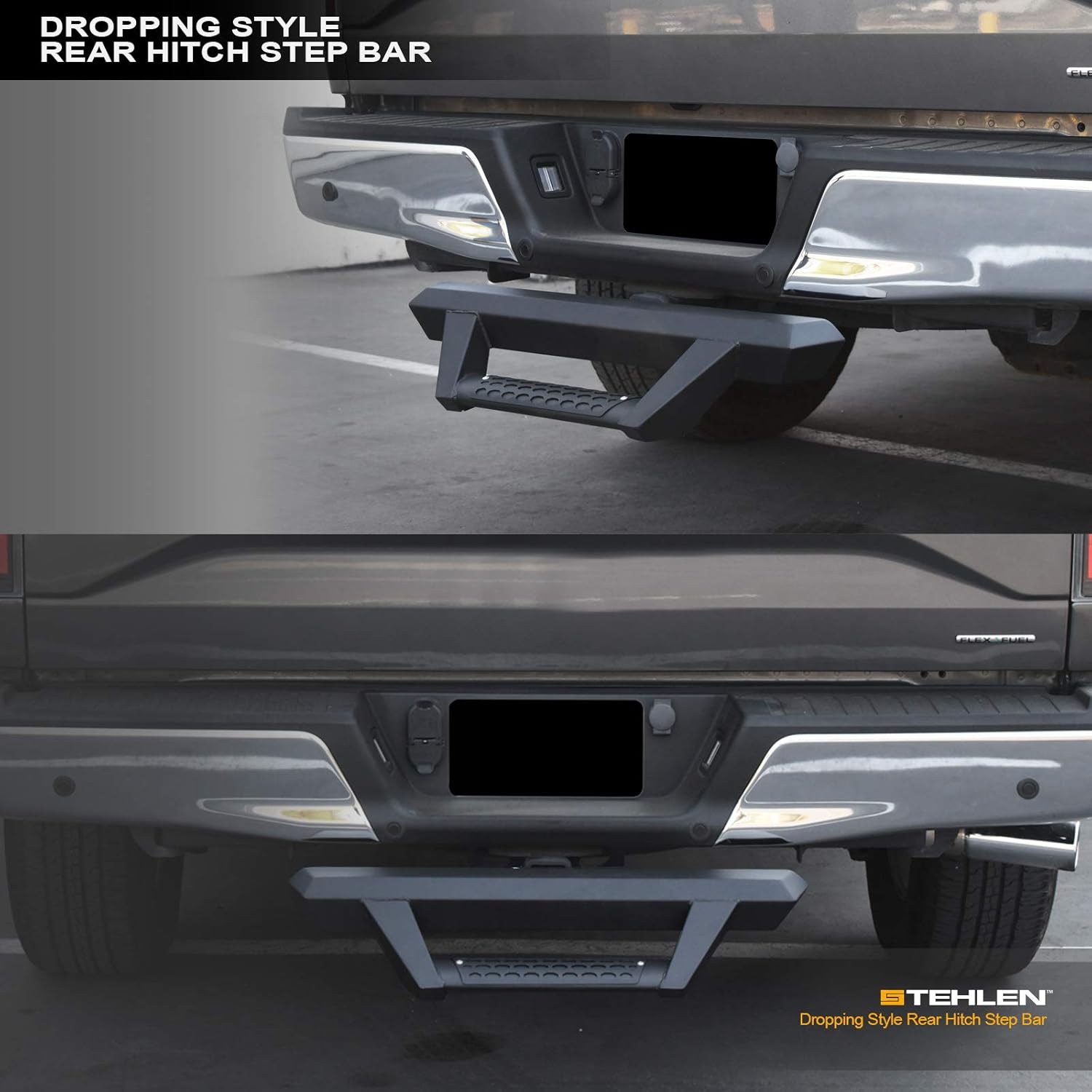 Matte Black Trailer Tow Hitch Drop Step Bar Bumper Guard Pack of 2 V838821