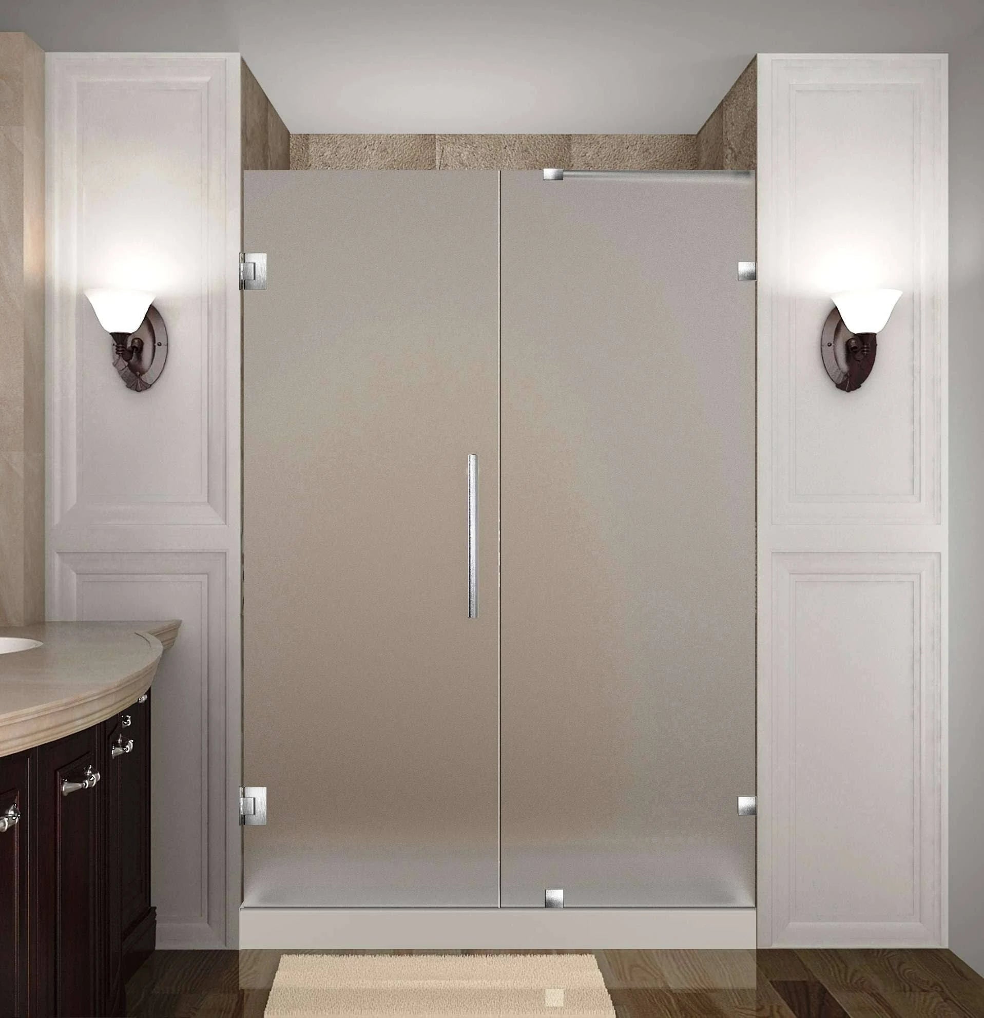 Frameless Hinged Shower Door with Stainless Steel E718385
