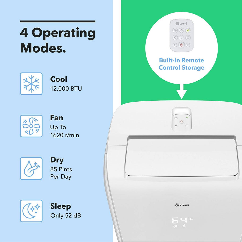 12,000 BTU Portable Air Conditioner with LED Display and Remote F570