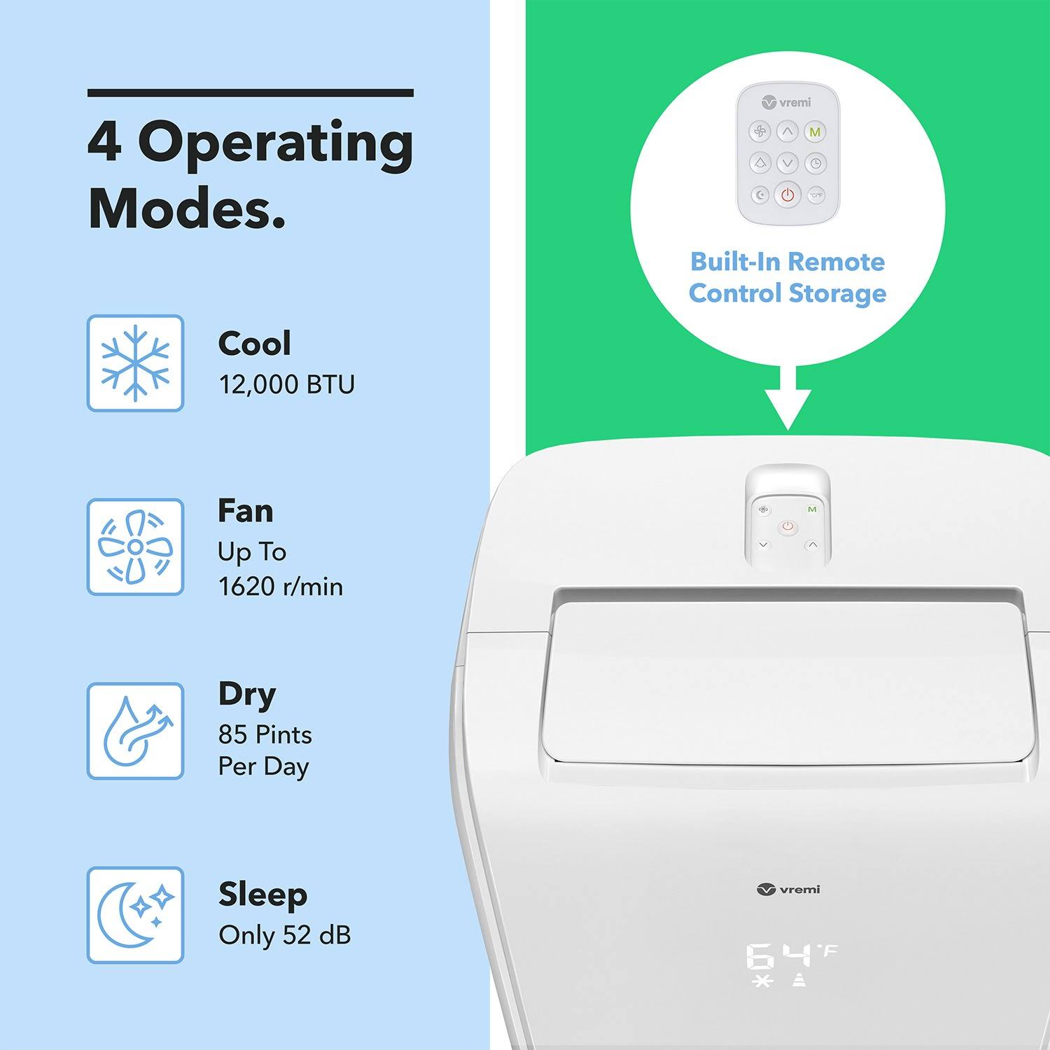 12,000 BTU Portable Air Conditioner with LED Display and Remote F570