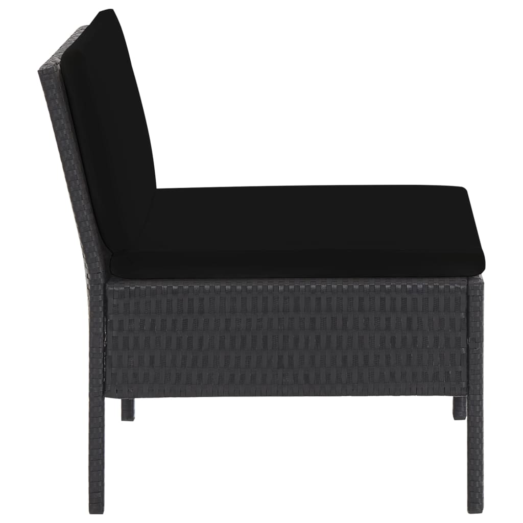 5 Piece Patio Sofa Set with Cushions Poly Rattan Black W829