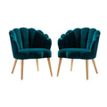 Teal Scalloped Velvet Arm Chair Set of 2 Z19650