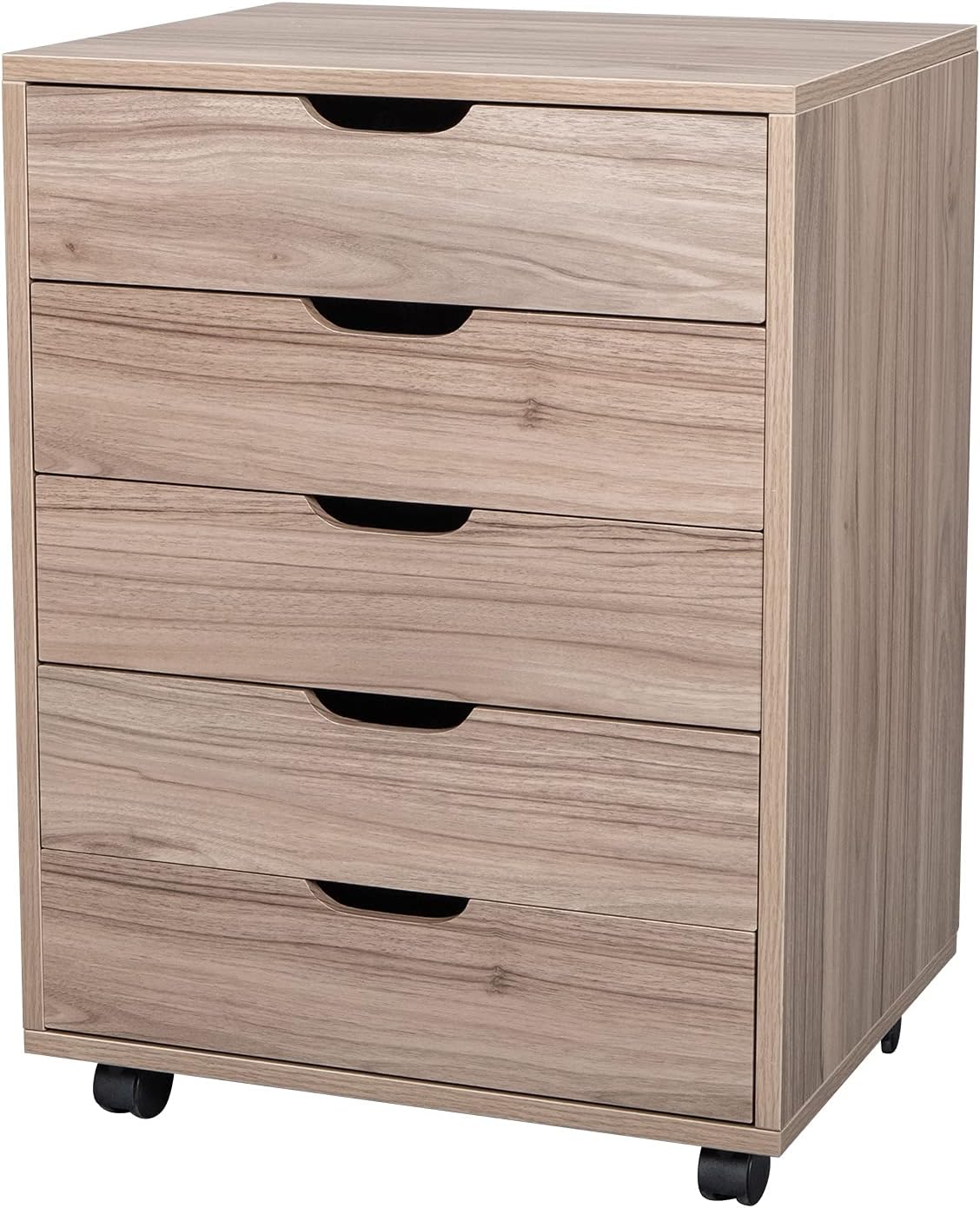 6 Drawers Mobile Wooden Filing Cabinet with Lockable Casters, White W56075
