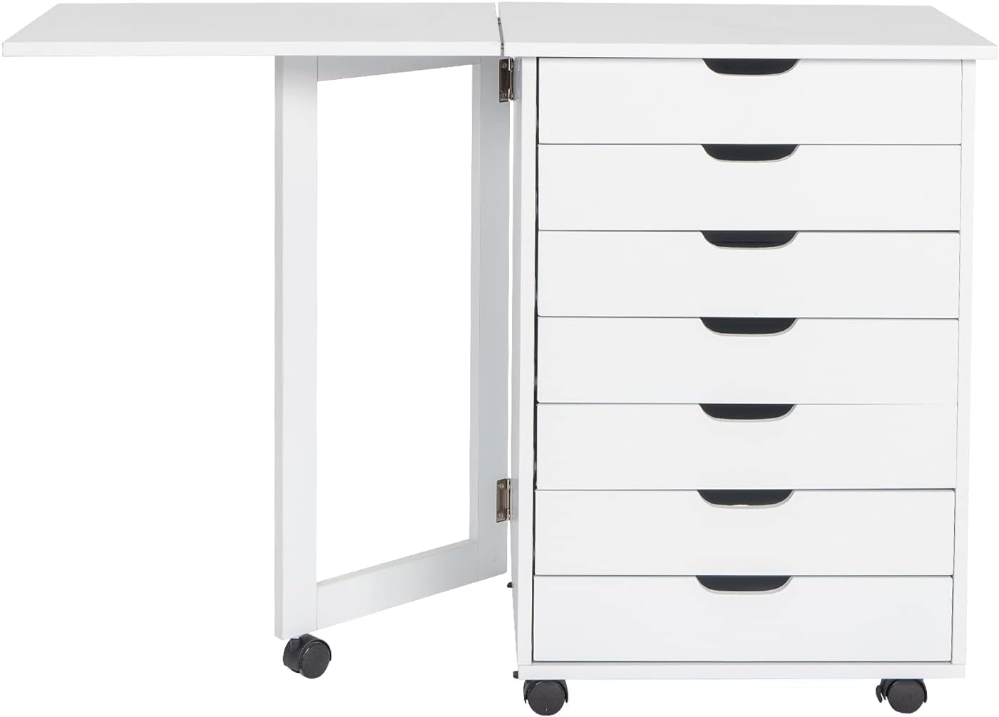 6 Drawers Mobile Wooden Filing Cabinet with Lockable Casters, White W56075
