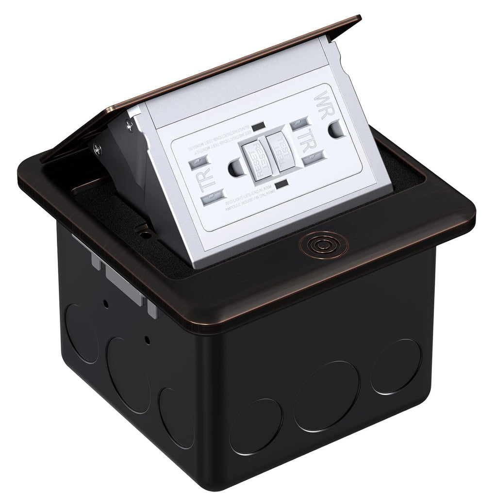 Brushed Nickel Pop Up Floor Outlet Covers Box with 20 Amp Stainless Steel GFCI Tamper Resistant Receptacle Outlet, Pack of 2 Z710