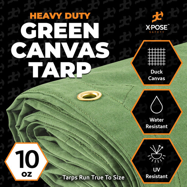 10oz Green Poly Canvas Tarp with Brass Grommets A48256