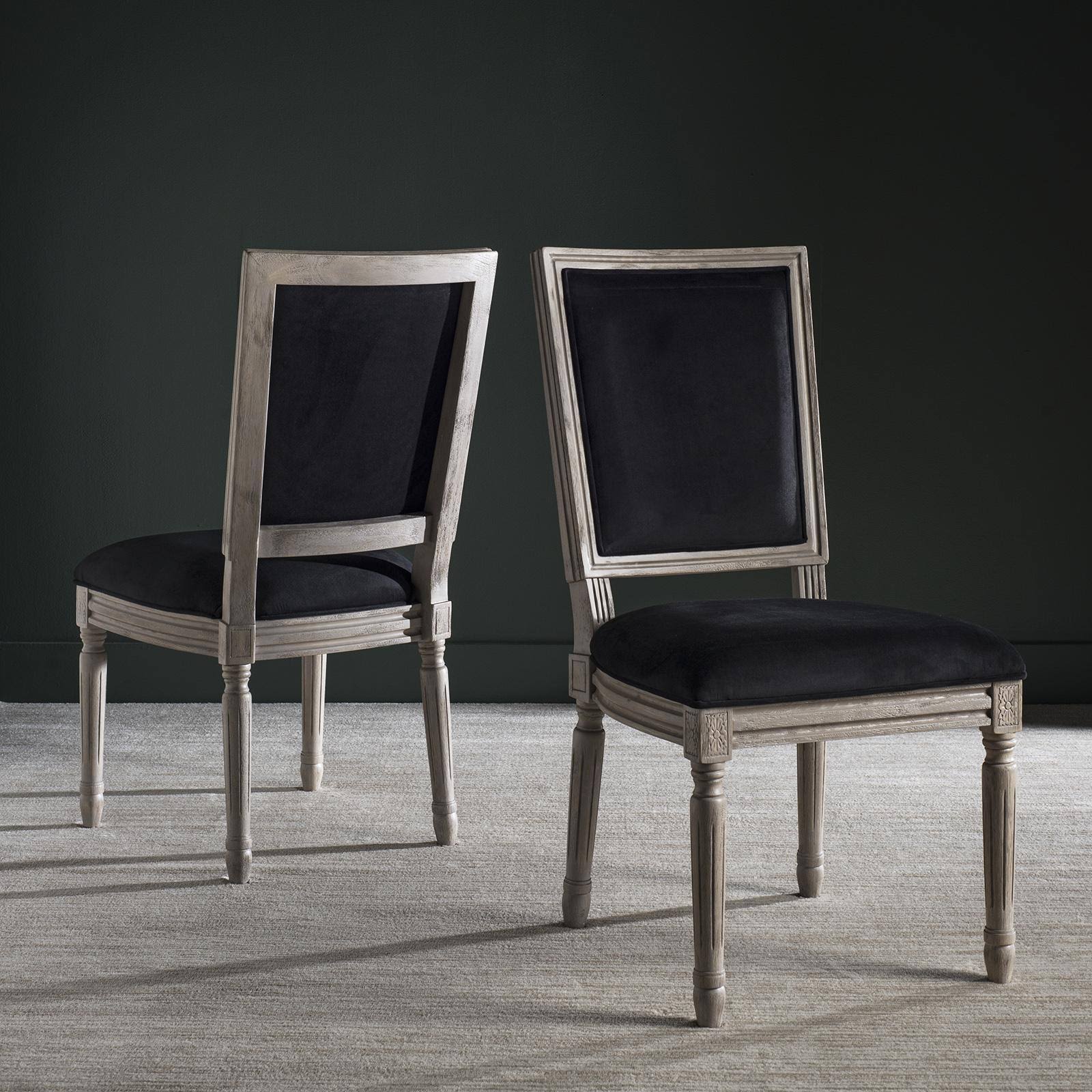 Set of 2 Black Velvet Side Chair Y716