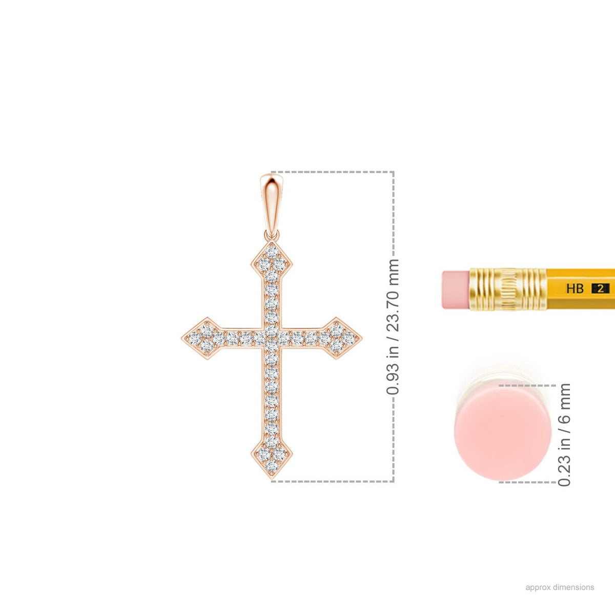 Natural 0.1 Ct. Diamond Cross Pendant Necklace in 14K Rose Gold with 18 Inch Chain F396