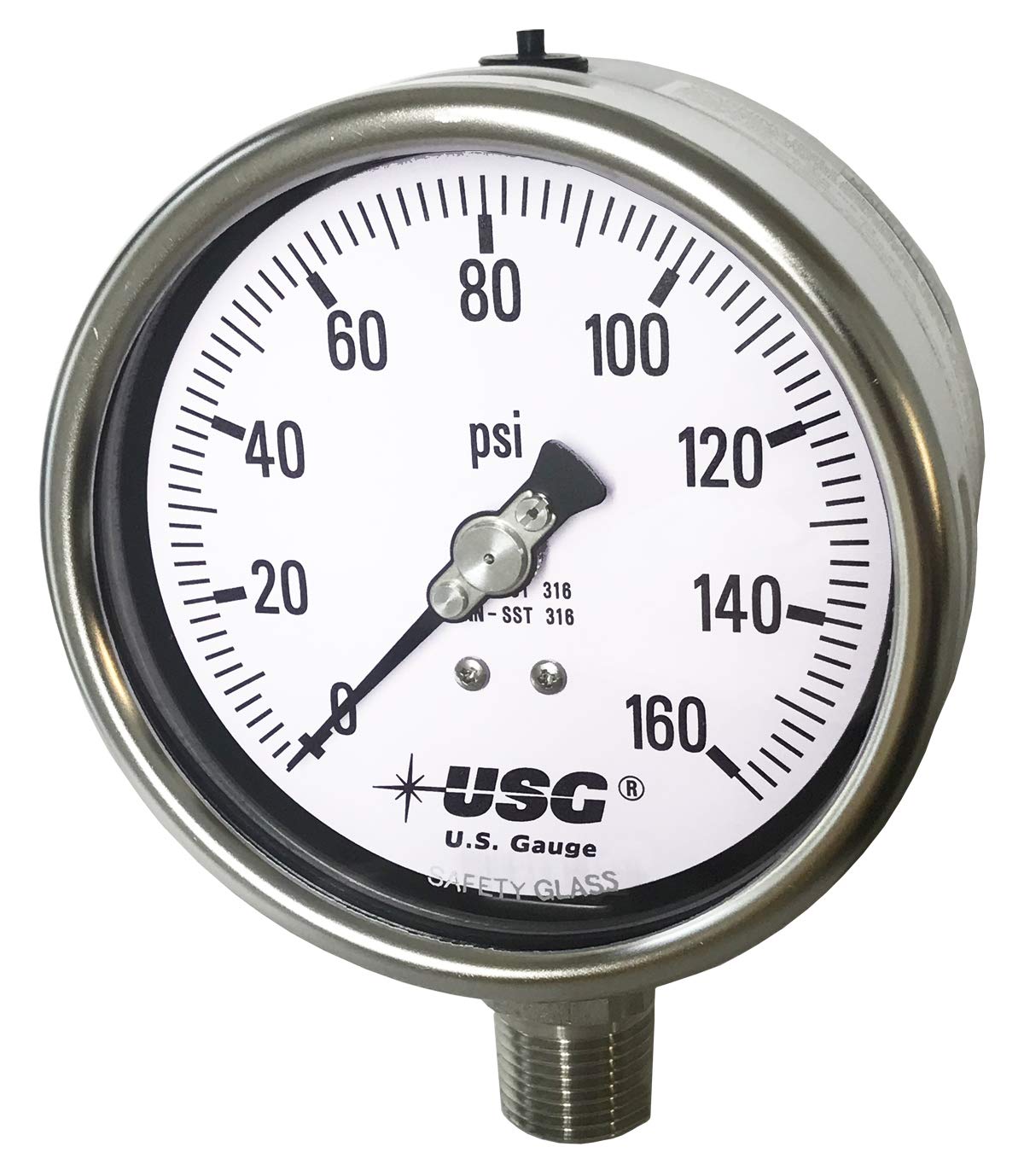 4" Dial Stainless Steel Liquid Filled Pressure Gauge 0 to 60 PSI Z341