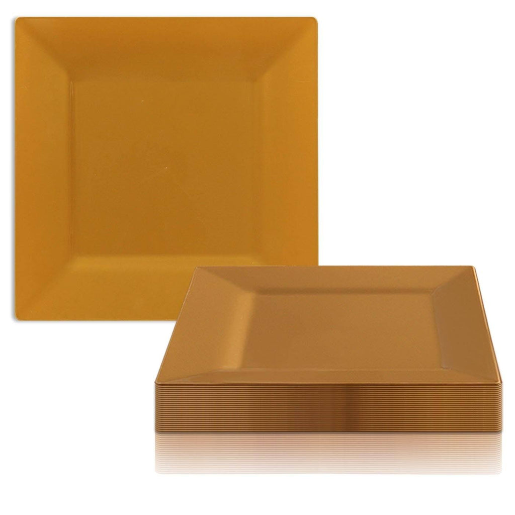Solid Square Gold Plastic Cake Plates V346443