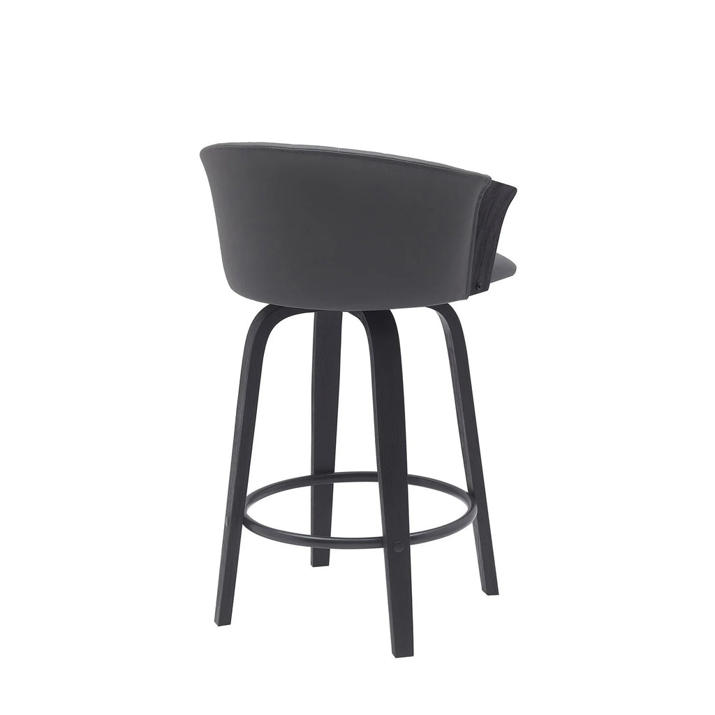 Black Faux Leather Swivel Counter Stool Chair W68834