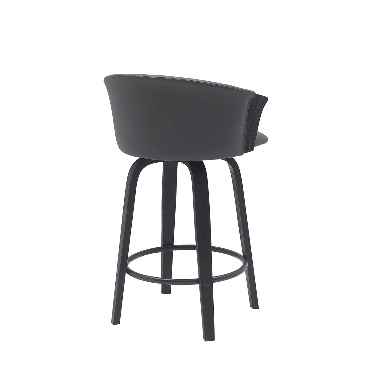 Black Faux Leather Swivel Counter Stool Chair W68834