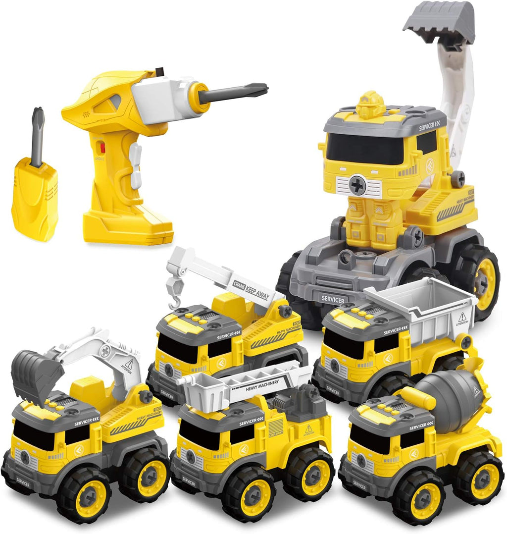 5 in one Construction Truck Take Apart Toy with Electric Drill D304