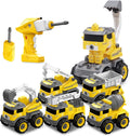 5 in one Construction Truck Take Apart Toy with Electric Drill D304